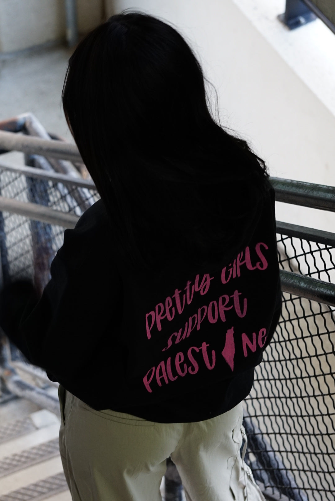 Pretty Girls Support Palestine Hoodie (Black)