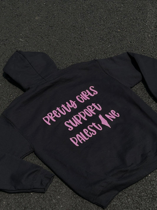 Pretty Girls Support Palestine Hoodie (Black)