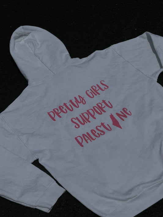 Pretty Girls Support Palestine Hoodie (White)