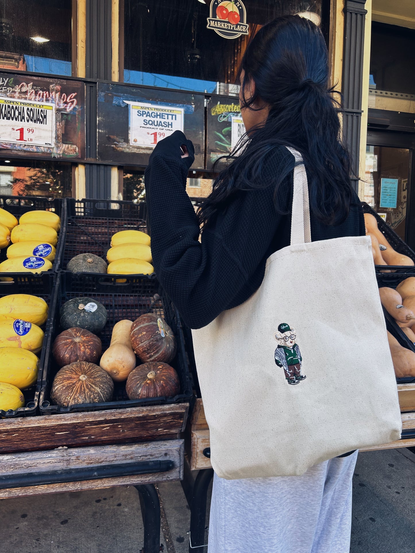 Embroidered Palestinian Bear Tote bag