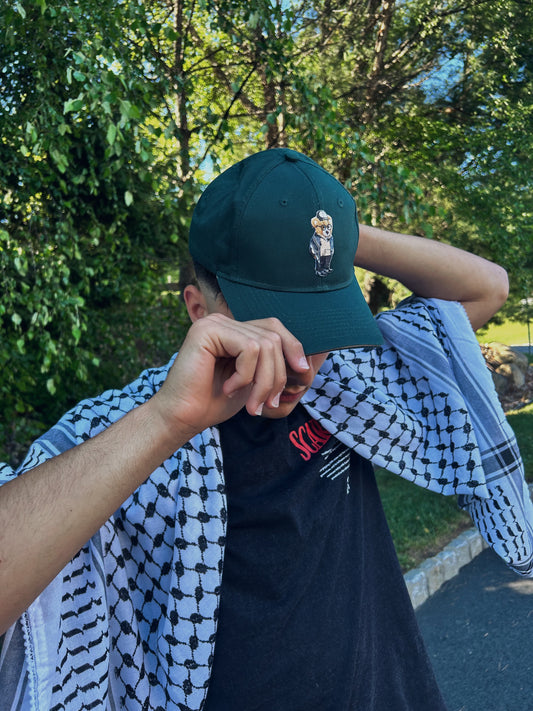 Embroidered Palestinian Bear Green Baseball Cap