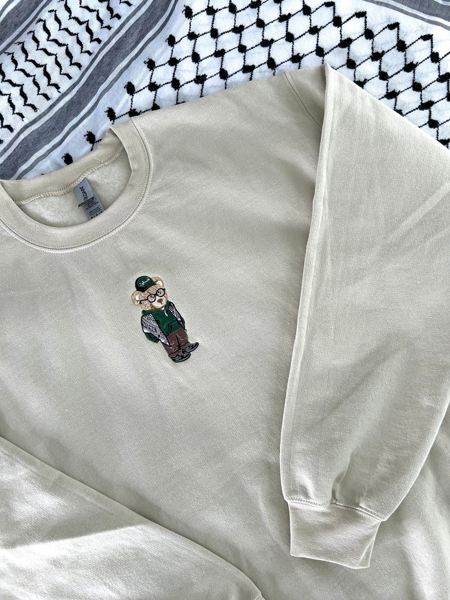 Embroidered Palestine Bear Crewneck